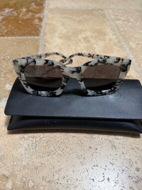 L.A.M.B. Marbled Black and White Cat-Eye Sunglasses